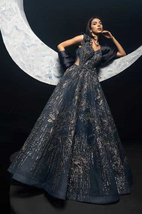 Midnight Blue Drizzle Gown