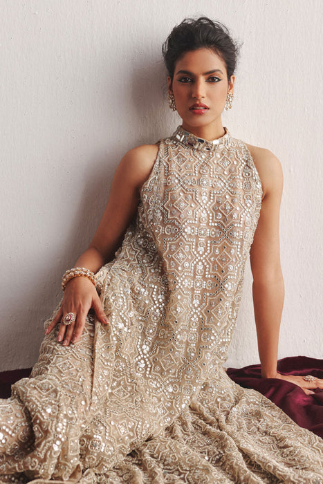 Hi Neck Long Sleeveless Dress With Slits