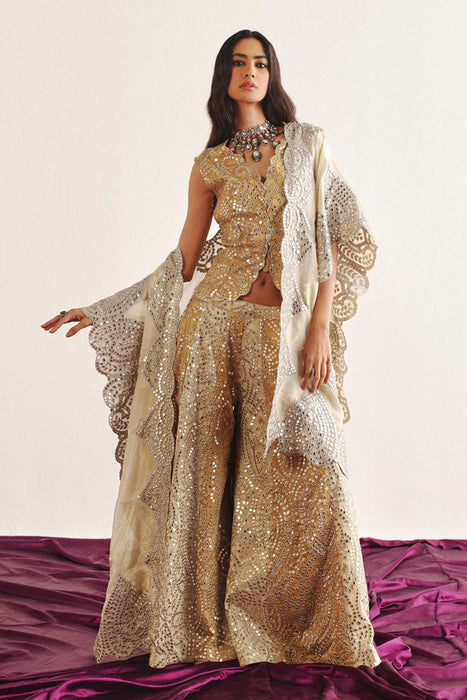 NET CAPE WITH APPLIQUEWORK