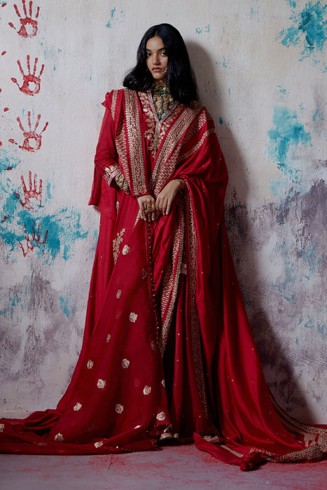 Red Silk Saree with Blouse