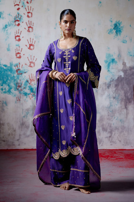 Purple Straight Kurta Set