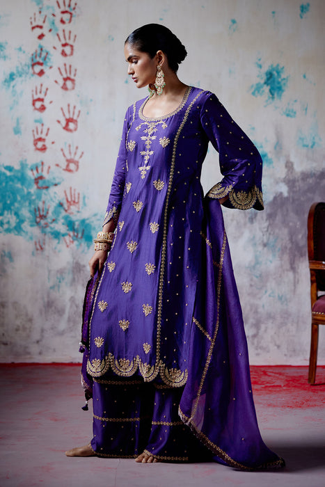 Purple Straight Kurta Set