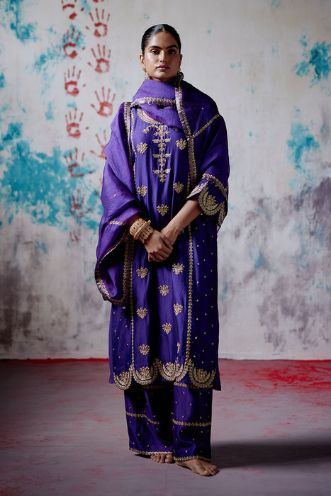 Purple Straight Kurta Set