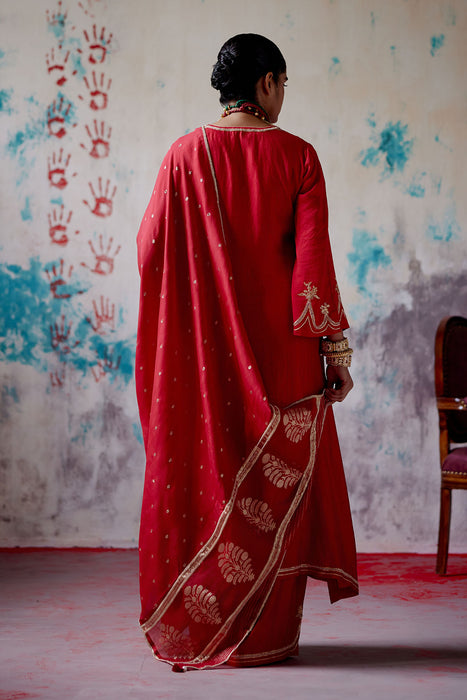 Red A-line Kurta Set