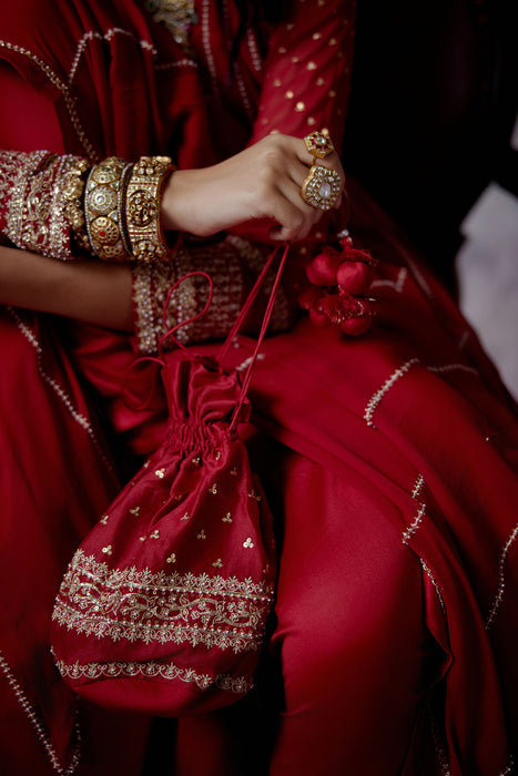 Red Kallidhar Anarkali Set