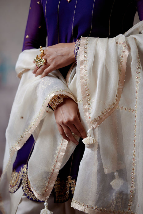 Purple Short Anarkali Dhoti Set