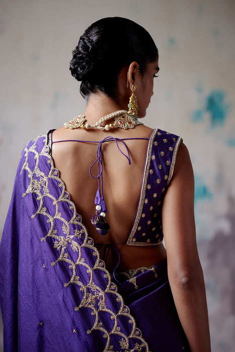 Purple Silk Saree with Blouse