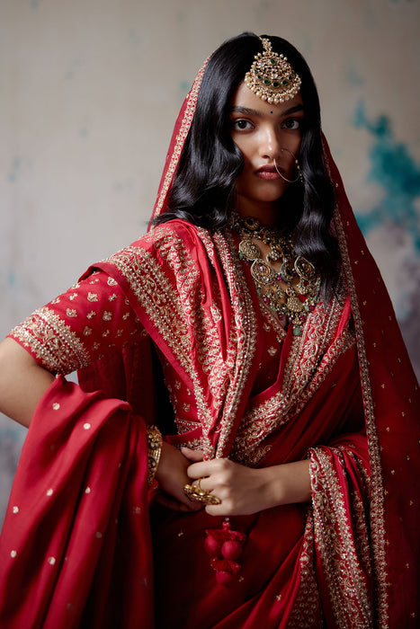 Red Silk Saree with Blouse