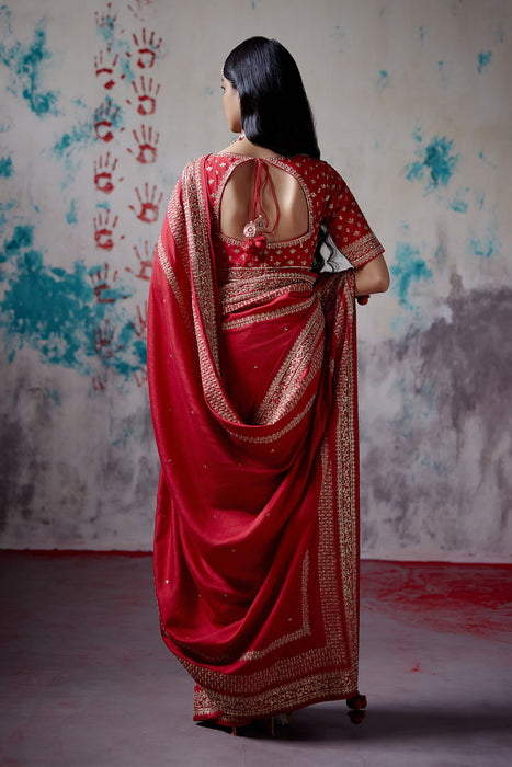 Red Silk Saree with Blouse