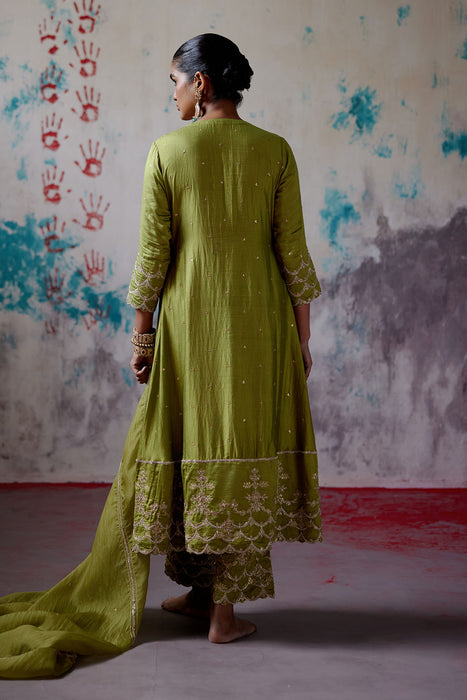 Olive A-line Kurta Set