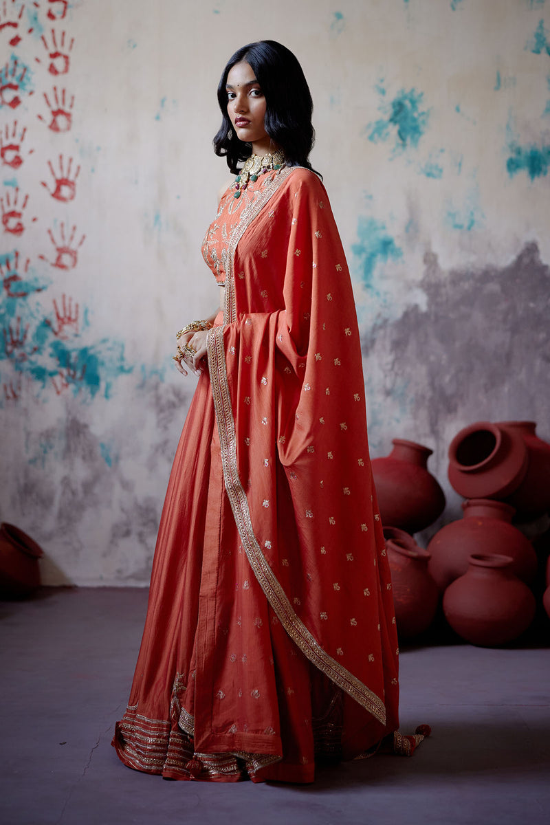 Rust Orange Lehenga Set