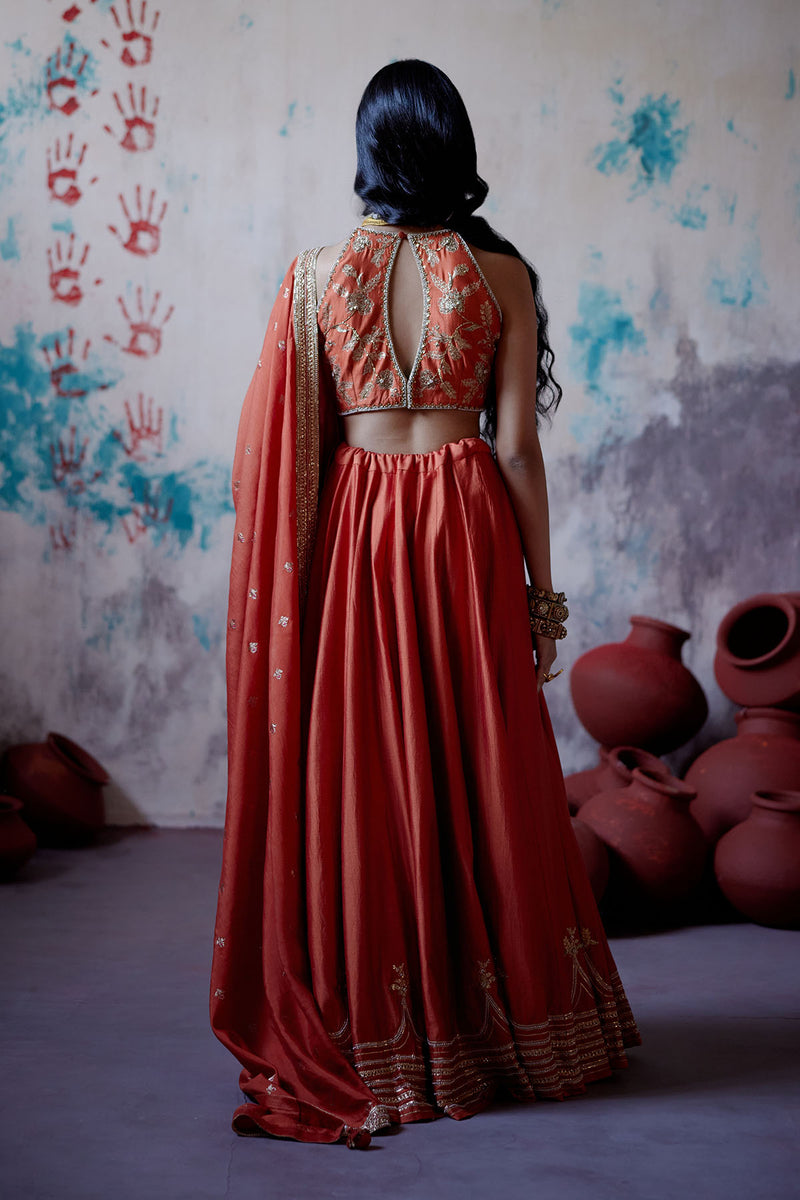 Rust Orange Lehenga Set