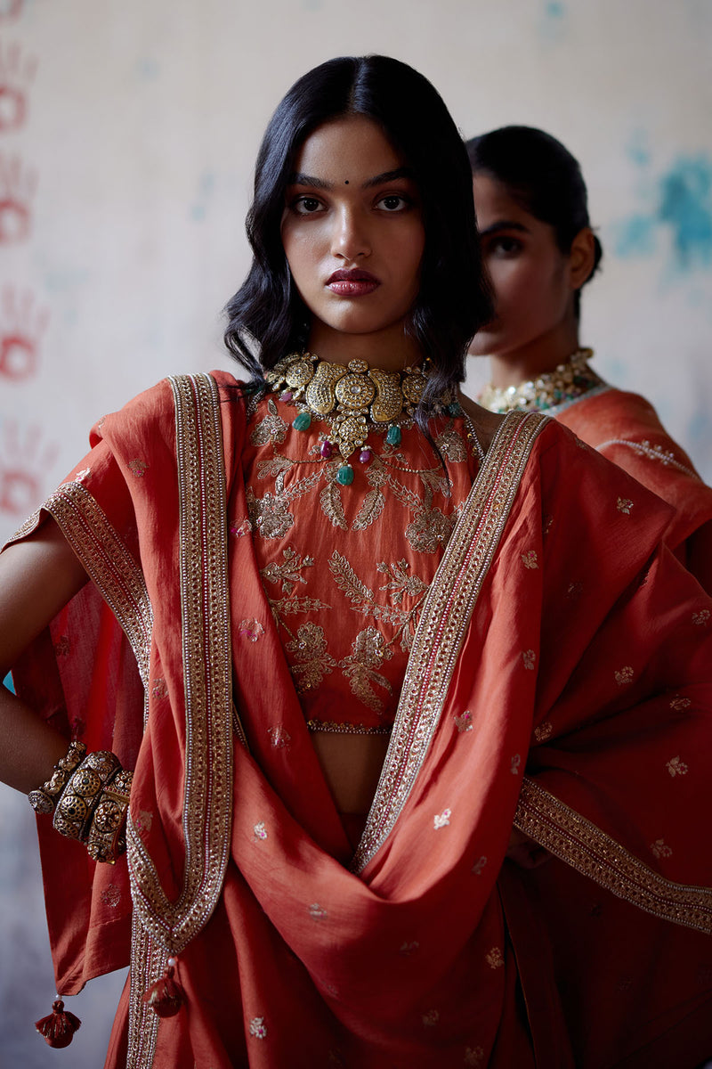 Rust Orange Lehenga Set