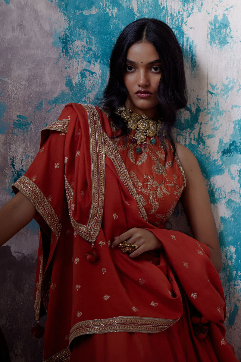 Rust Orange Lehenga Set