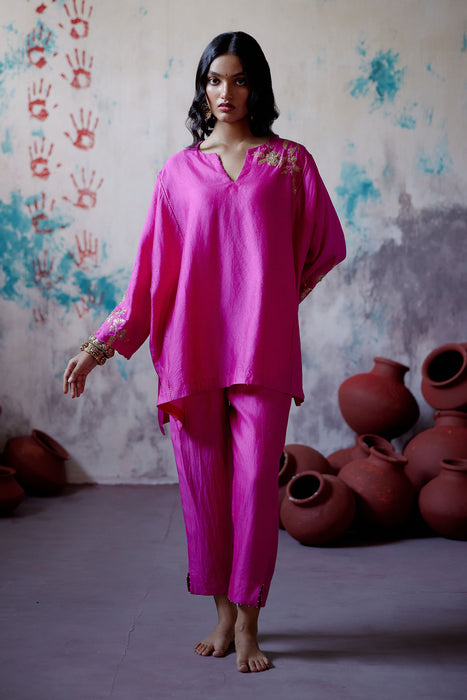 Fuchsia Pink Kaftan Style Co-Ord Set