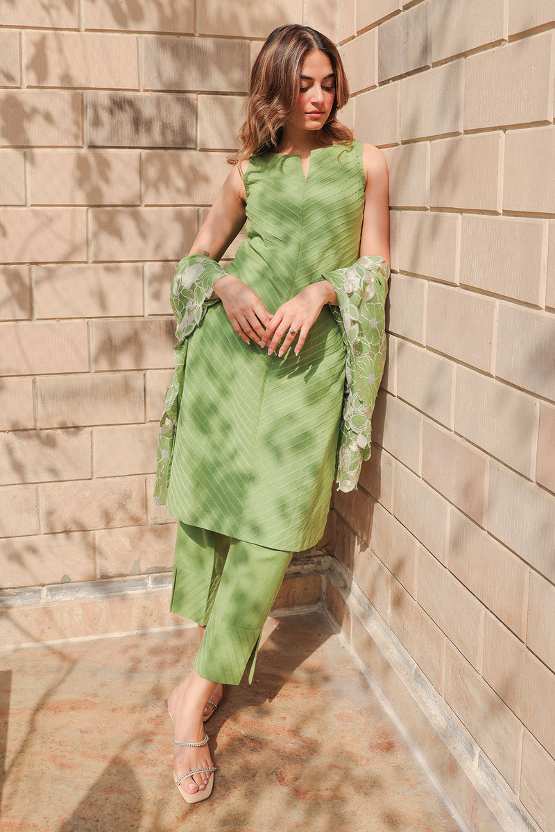 Sage Pintuck embellished Kurta Set