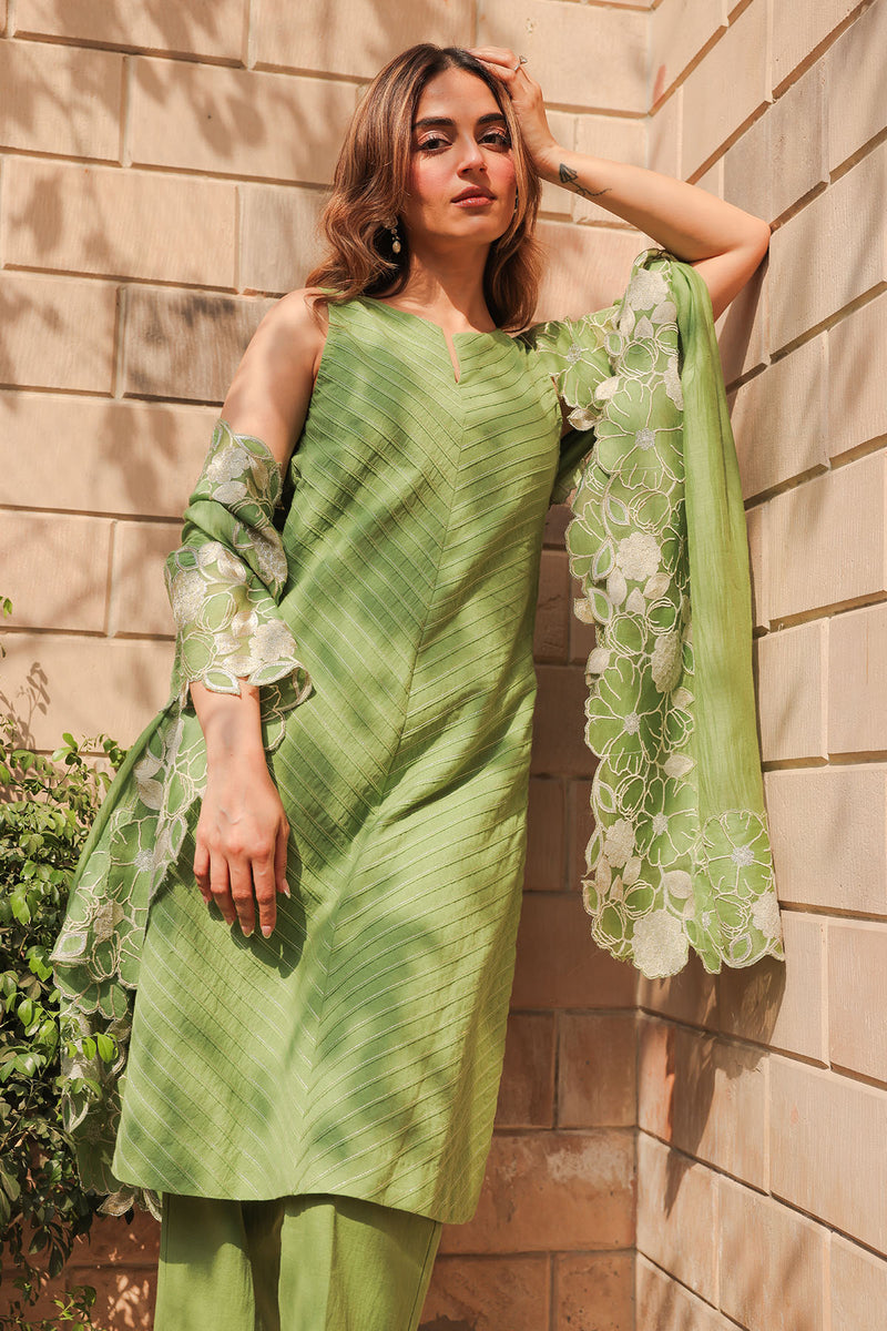 Sage Pintuck embellished Kurta Set