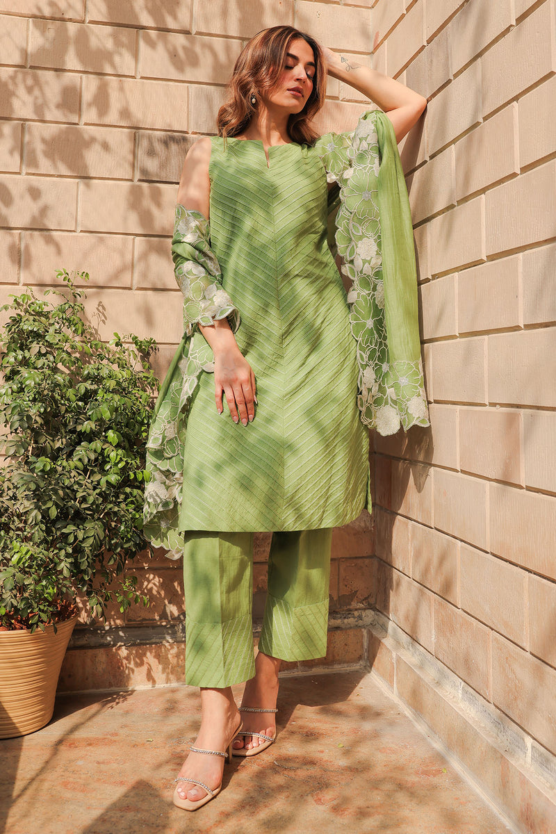 Sage Pintuck embellished Kurta Set