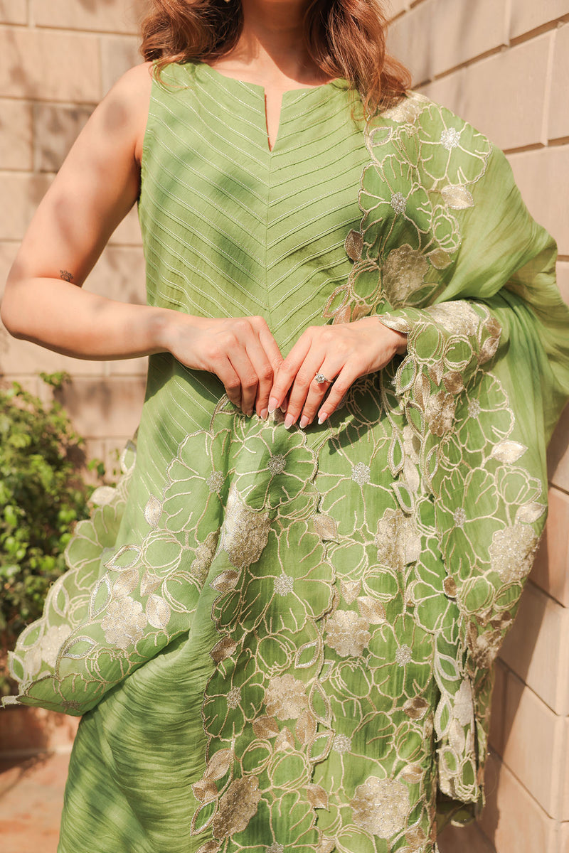 Sage Pintuck embellished Kurta Set