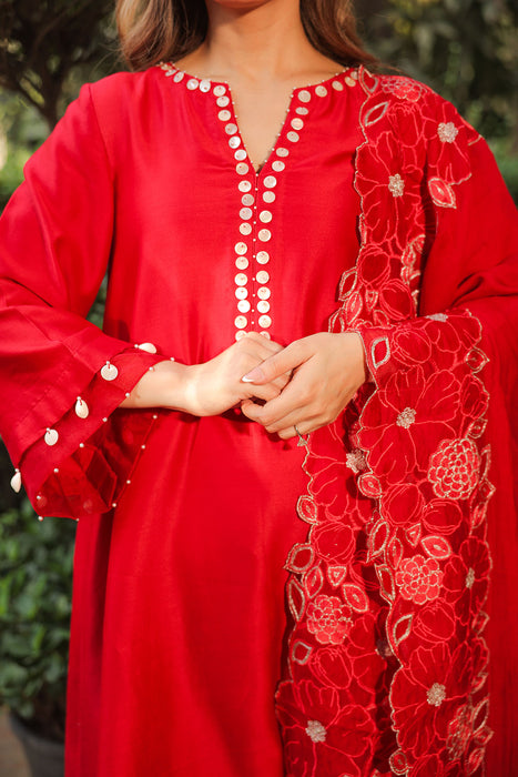 Crimson A-line Kurta Set