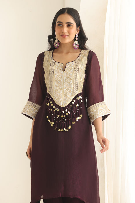 Meher crushed silk Suit Set