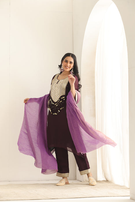 Meher crushed silk Suit Set