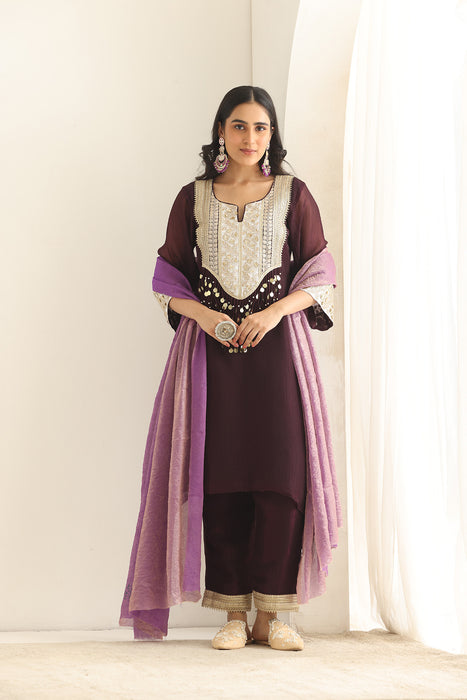 Meher crushed silk Suit Set