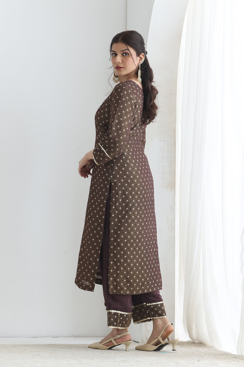 Saira Brown Banarsi Tissue set