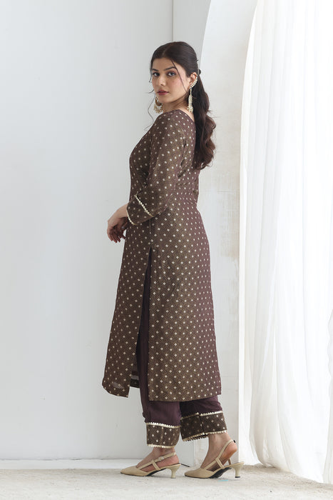 Saira Brown Banarsi Tissue set