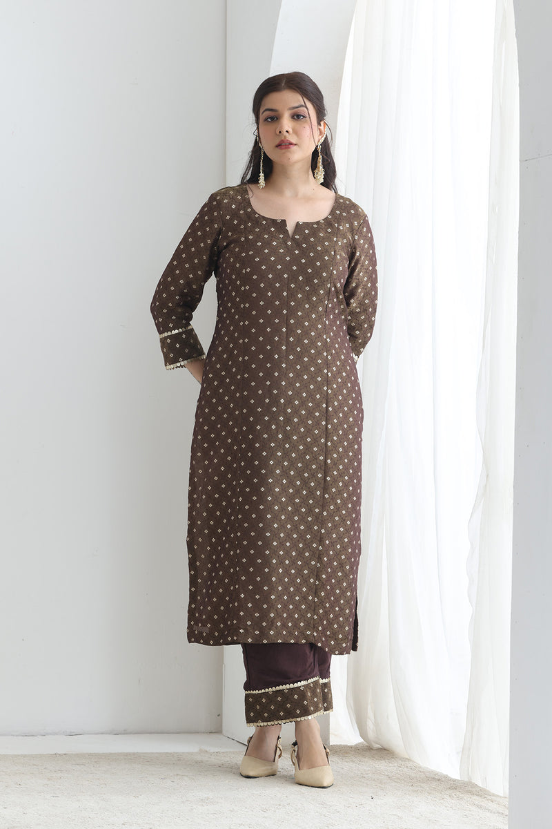 Saira Brown Banarsi Tissue set