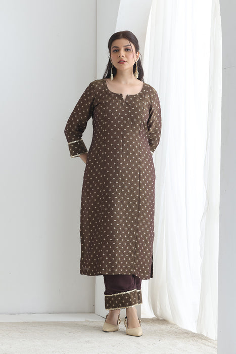 Saira Brown Banarsi Tissue set