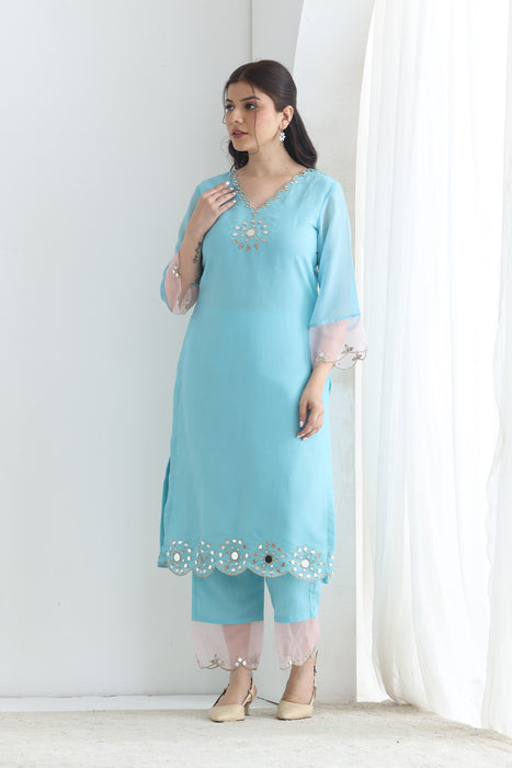 Preet Crushed Silk Emb suit