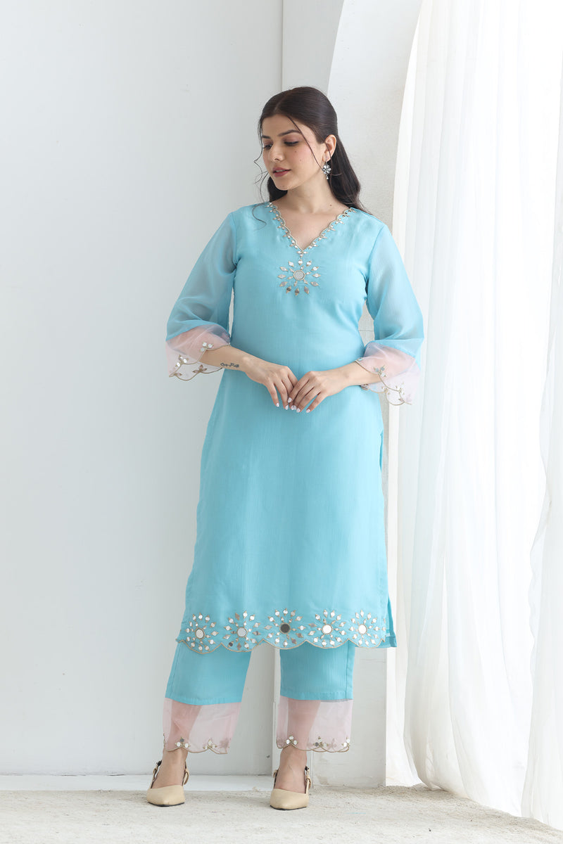 Preet Crushed Silk Emb suit