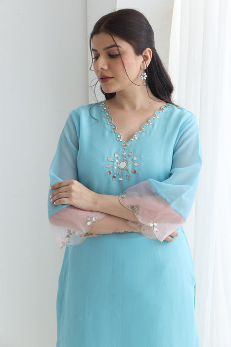 Preet Crushed Silk Emb suit