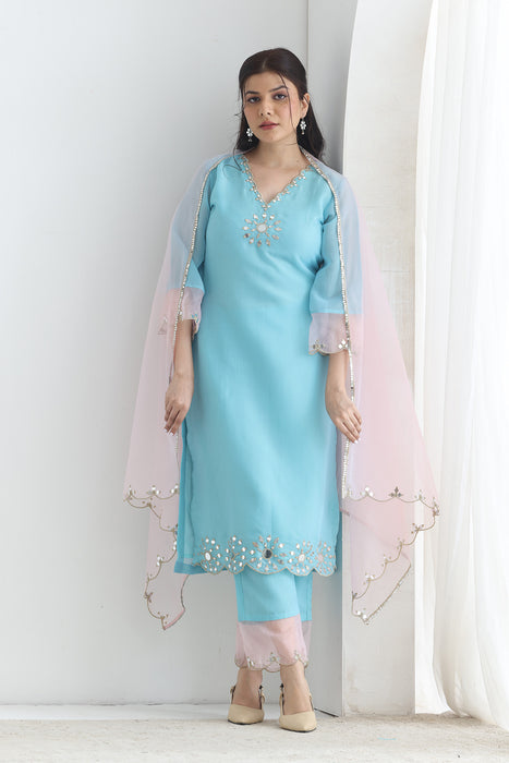 Preet Crushed Silk Emb suit