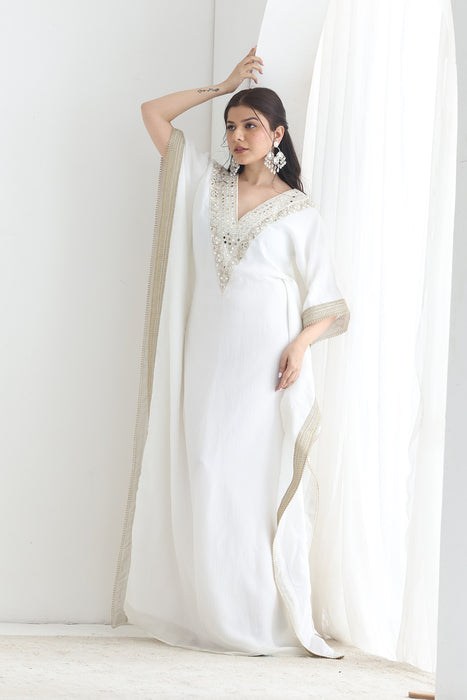 Saiba Crushed silk kaftaan