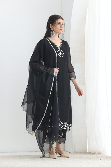 Raina Crushed silk suit  emb set