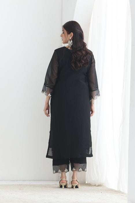 Raina Crushed silk suit  emb set