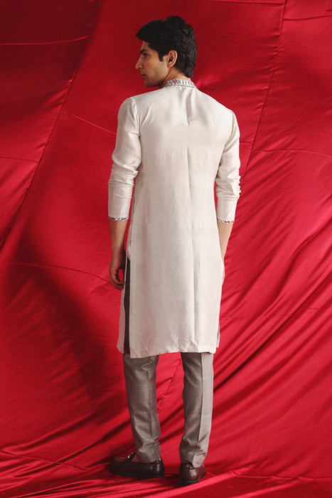 Silver Grey Kurta With Mirrorwork