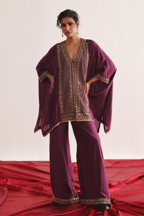 Marodiwork Silk Kaftan with Palazzos