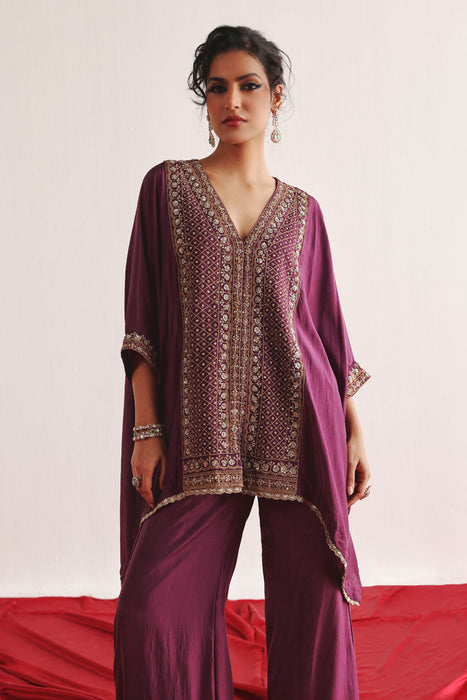 Marodiwork Silk Kaftan with Palazzos
