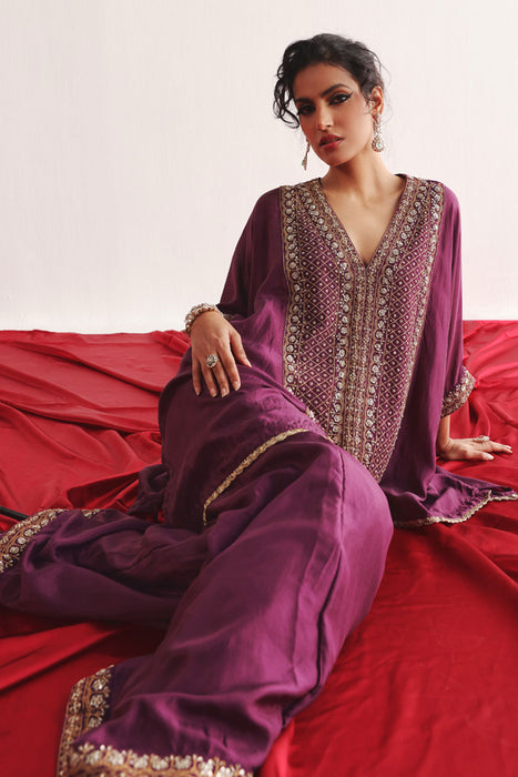 Marodiwork Silk Kaftan with Palazzos