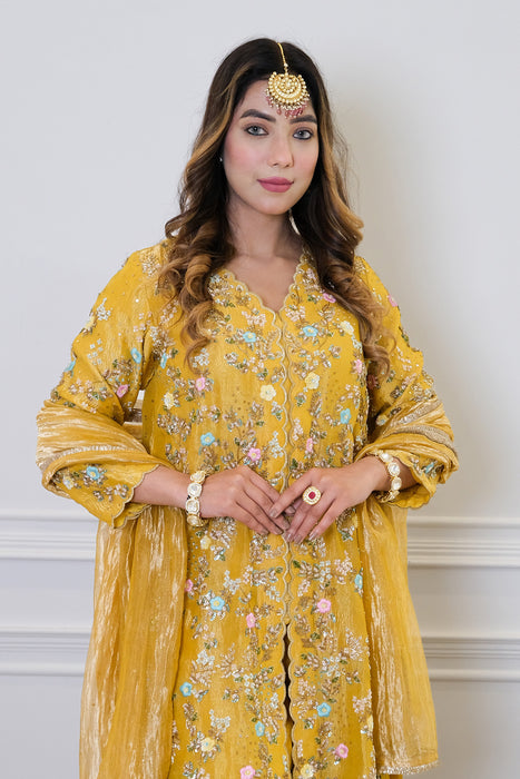 Yellow Tissue Gharara Set