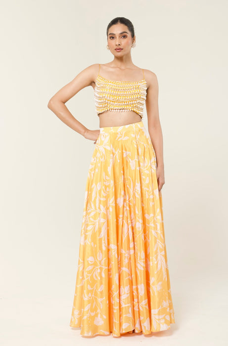 SUNKISSED PRINTED SHARARA CAPE SET