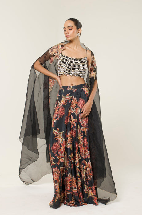 MIRELLE PRINTED SHARARA CAPE SET