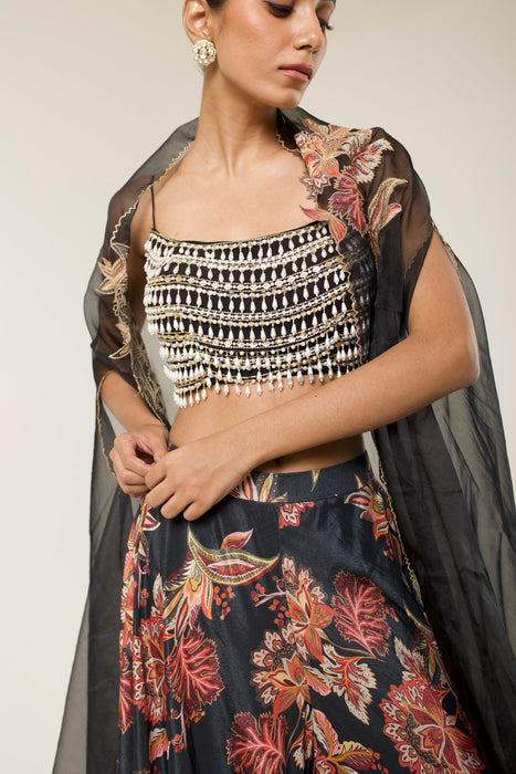 MIRELLE PRINTED SHARARA CAPE SET