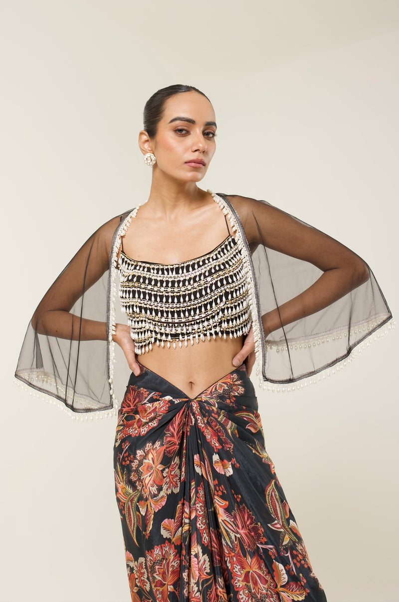 ONYXIA PRINTED DHOTI SKIRT SET