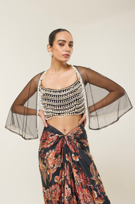 ONYXIA PRINTED DHOTI SKIRT SET