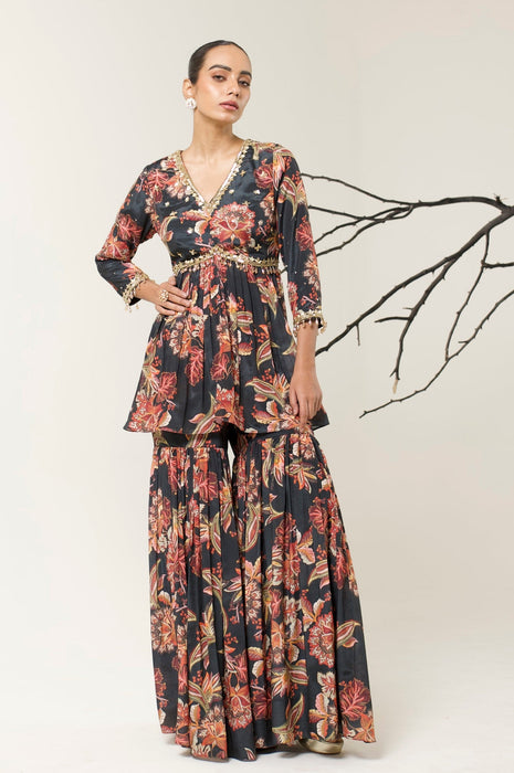 MIDNIGHT ORCHID GHARARA SET