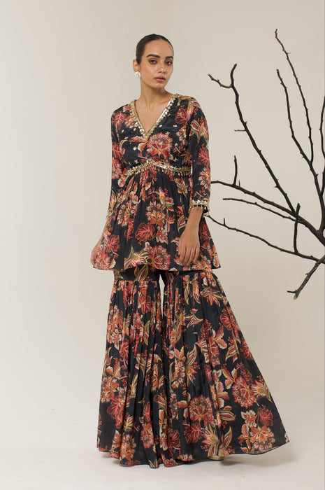 MIDNIGHT ORCHID GHARARA SET